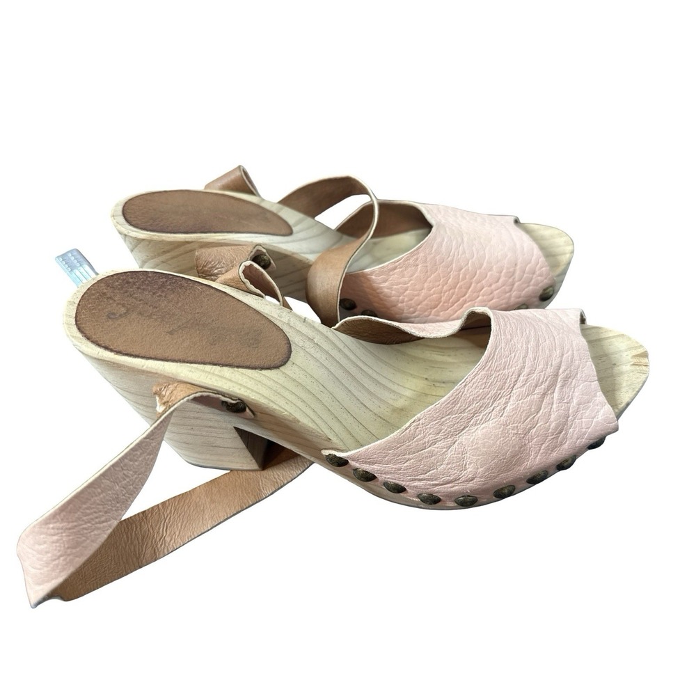 Free People Sandal Pasadena Clog Platform blush Leather Ankle Strap 38 8